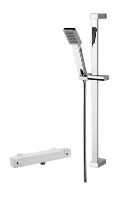 Square Thermostatic Bar Valve and Rectangular Slide Rail Kit Shower Bundle - Chrome - Balterley Price Comparisons | Compare The Build