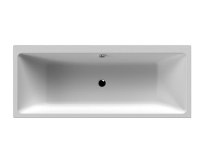 Square Thin Edge Double Ended Straight Shower Bath with Leg Set, 1800mm x 800mm