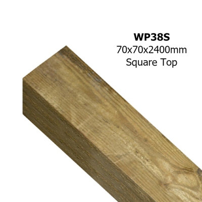 Square Top Wall Mounted Posts - Pressure Treated Scandinavian Redwood - L2400 x W70 x H70 mm