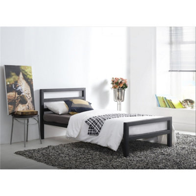 Square Tubular Black Metal Bed Frame - Single 3ft