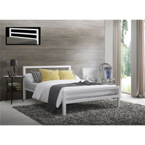 Square Tubular White Metal Bed Frame - King Size 5ft