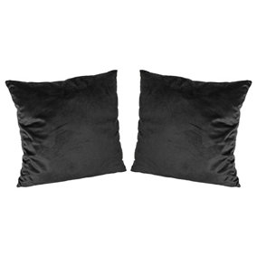 Square Velvet Cushions - 55cm x 55cm - Black - Pack of 2