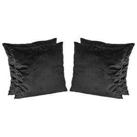 Square Velvet Cushions - 55cm x 55cm - Black - Pack of 4
