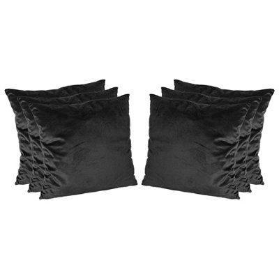 Square Velvet Cushions - 55cm x 55cm - Black - Pack of 6