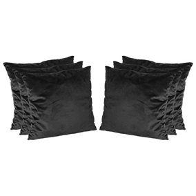 Square Velvet Cushions - 55cm x 55cm - Black - Pack of 6