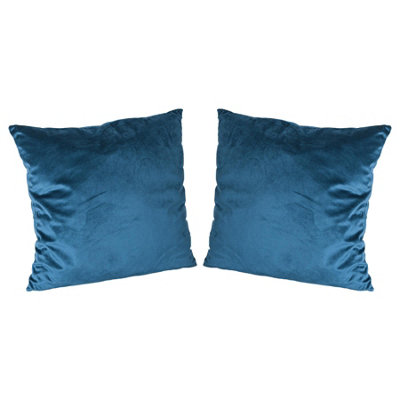 Square Velvet Cushions - 55cm x 55cm - Blue - Pack of 2