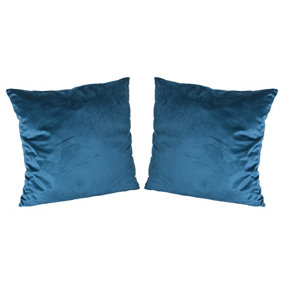 Square Velvet Cushions - 55cm x 55cm - Blue - Pack of 2