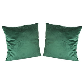 Square Velvet Cushions - 55cm x 55cm - Green - Pack of 2