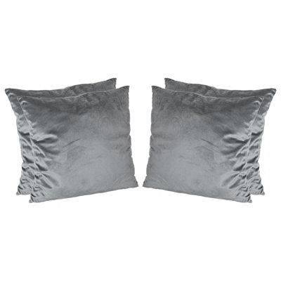 Square Velvet Cushions - 55cm x 55cm - Grey - Pack of 4