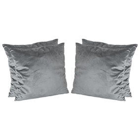 Square Velvet Cushions - 55cm x 55cm - Grey - Pack of 4