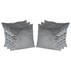 Square Velvet Cushions - 55cm x 55cm - Grey - Pack of 6