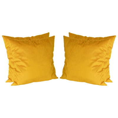 Square Velvet Cushions - 55cm x 55cm - Yellow - Pack of 4