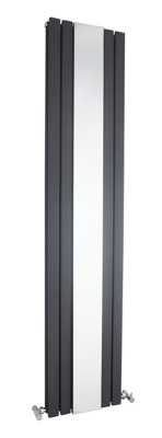 Square Vertical Double Panel Radiator with Mirror - 1800mm x 354mm - 3344 BTU - Anthracite