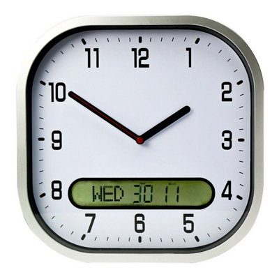 Square Wall Clock Large Display Clock with Black Analogue Numbers