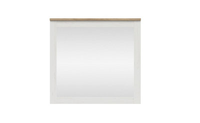 Square Wall Mirror Shabby Chic White Wash Pine / Oak Effect Frame 90 x 96cm Loksa