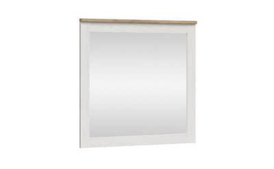 Square Wall Mirror Shabby Chic White Wash Pine / Oak Effect Frame 90 x 96cm Loksa