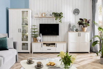 Square Wall Mirror Shabby Chic White Wash Pine / Oak Effect Frame 90 x 96cm Loksa