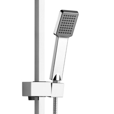 Square Waterfall Chrome Bath Shower Mixer Filler Tap & Slide Rail Kit - 5