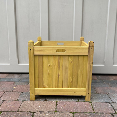 Square Wooden Planters in Tan (Set of 2)