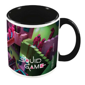 Squid Game Stairs Workers Mug Pink/White/Black (One Size)