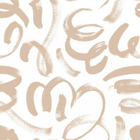 Squiggle Wallpaper In White And Beige