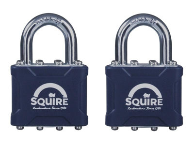 Squire 35T 35T Stronglock Card (2) Padlocks 38mm Open Shackle Keyed HSQ35T