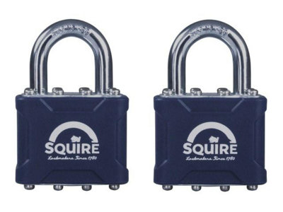 Squire - 35T Stronglock Card (2) Padlocks 38mm Open Shackle Keyed