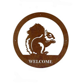 Squirrel Large Wall Art - With Text BM/RtR - Steel - W49.5 x H49.5 cm