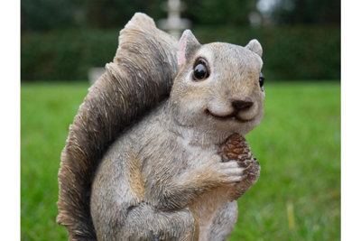 Squirrel sitting on Log bird feeder