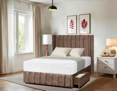 SR Living Ltd Elegant Mink Plush Double (4FT6) Divan Bed with 54 ...