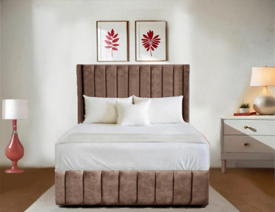 SR Living Ltd Elegant Mink Plush Double (4FT6) Divan Bed with 54 ...