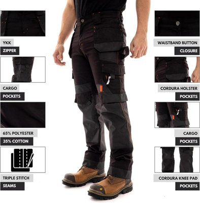 SSS Mens Work Trousers Cargo Combat Workwear Pants Holster Pockets