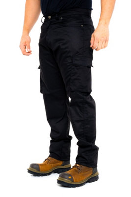 SSS Mens Work Trousers Cargo Multi Pockets Work Pants, Black, 32in Waist - 30in Leg - Small