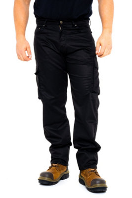 SSS Mens Work Trousers Cargo Multi Pockets Work Pants Black 32in Waist 32in Leg Regular DIY at B Q