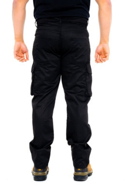 SSS Mens Work Trousers Cargo Multi Pockets Work Pants, Black, 32in Waist - 32in Leg - Regular