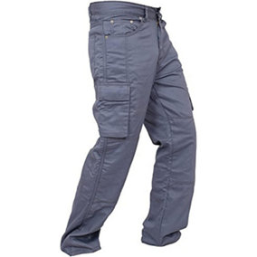 SSS Mens Work Trousers Cargo Multi Pockets Work Pants, Grey, 32in Waist - 30in Leg - Small