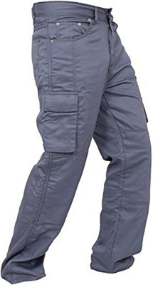 SSS Mens Work Trousers Cargo Multi Pockets Work Pants, Grey, 34in Waist - 30in Leg - Small