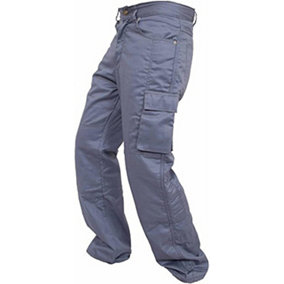 SSS Mens Work Trousers Cargo Multi Pockets Work Pants, GREY, 38in Waist - 34in Leg - Large