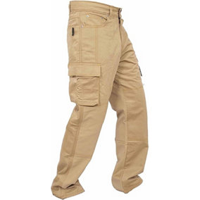 SSS Mens Work Trousers Cargo Multi Pockets Work Pants, KHAKI, 32in Waist - 30in Leg - Small