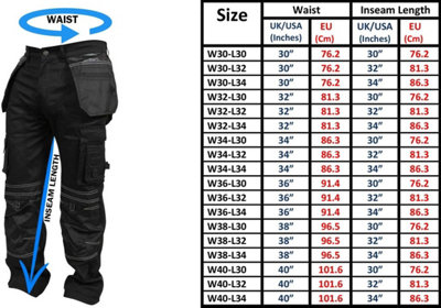 SSS Mens Work Trousers Cordura Knee Pockets Work Pants, Grey, 40in