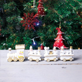 St Helens Home and Garden 20cm Wooden Christmas Train Set Display