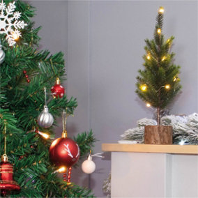 St Helens Home and Garden Battery Operated Wooden Effect Mini Christmas Tree with Lights