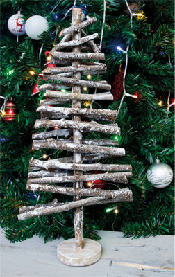St Helens Home and Garden Battery Powered Birch Wood Christmas Tree Light Effect Ornament