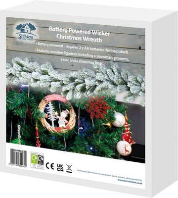 St Helens Home and Garden Battery Powered Wicker Christmas Wreath - 7