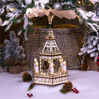 St Helens Home and Garden Battery Powered Wooden Christmas Pyramid with 6 LED Lights