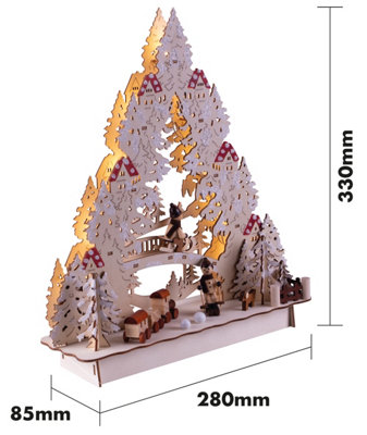 St Helens Home and Garden Battery Powered Wooden LED Light Up Christmas Festive Scene Ornament