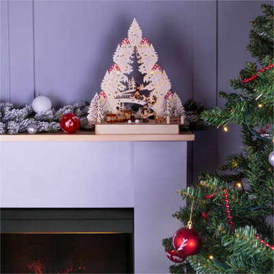 St Helens Home and Garden Battery Powered Wooden LED Light Up Christmas Festive Scene Ornament - 3