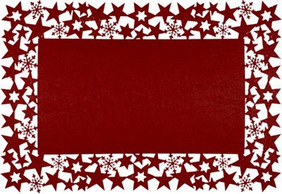 St Helens Home and Garden Felt Table Mats with Star and Snowflake Design - Pair Maroon