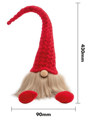 St Helens Home and Garden Festive Red Knitted Christmas Sitting Gonk Decoration
