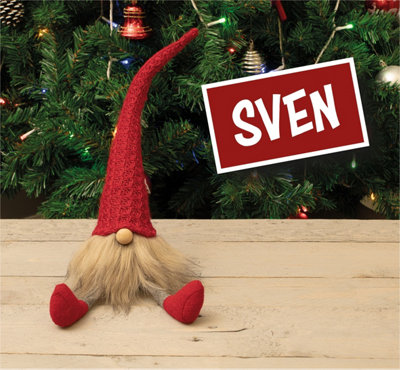 St Helens Home and Garden Festive Red Knitted Christmas Sitting Gonk Decoration - 3